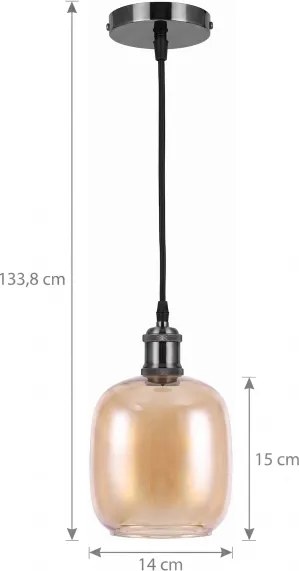 BRILAGI -LED Lustră pe cablu RETRO GLASS 1xE27/60W/230V Ø 14 cm negru/maro fumuriu
