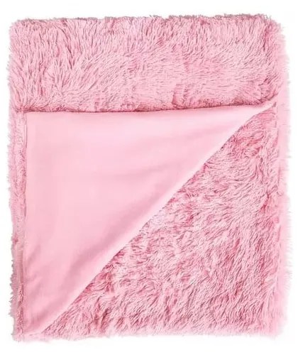 Lenjerie de pat din micropluș roz Catherine Lansfield Cuddly, 200 x 200 cm, roz