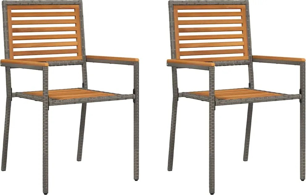 vidaXL Scaune de grădină stivuibile 2 pcs Maro și gri