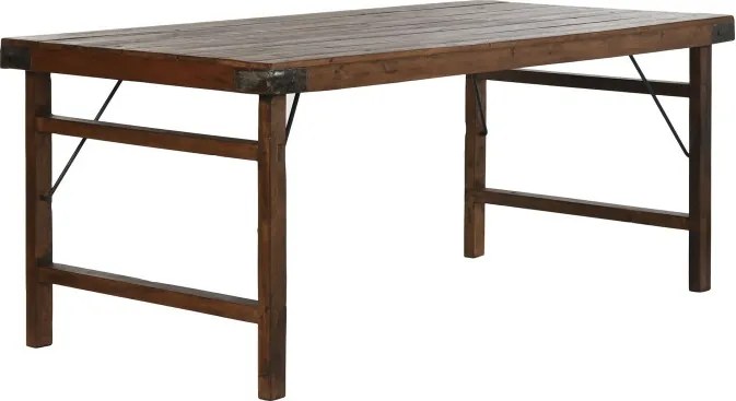 Masă dining pliabilă din lemn reciclat, 182x90x76 cm, finisaj rustic natur, „Mercado"