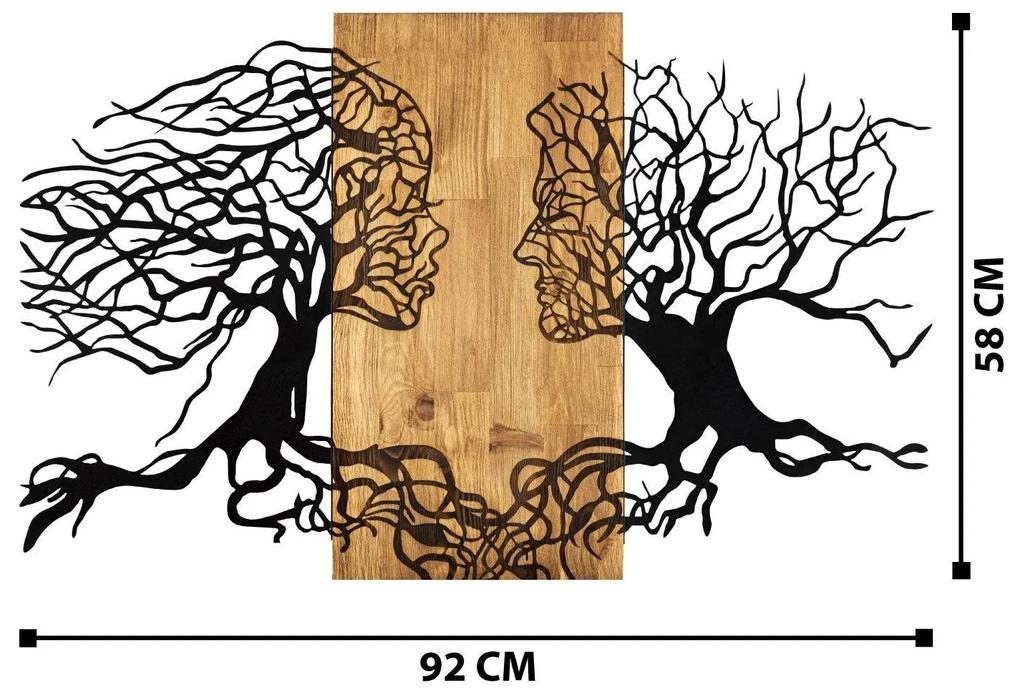 Decoratiune de perete lemn Reincarnare, Negru, 92 x 58 x 3cm