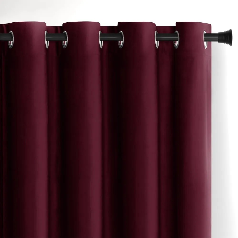 Draperie burgundy dimout (semi-opacă) din catifea 140x245 cm Eyelets – Restilo
