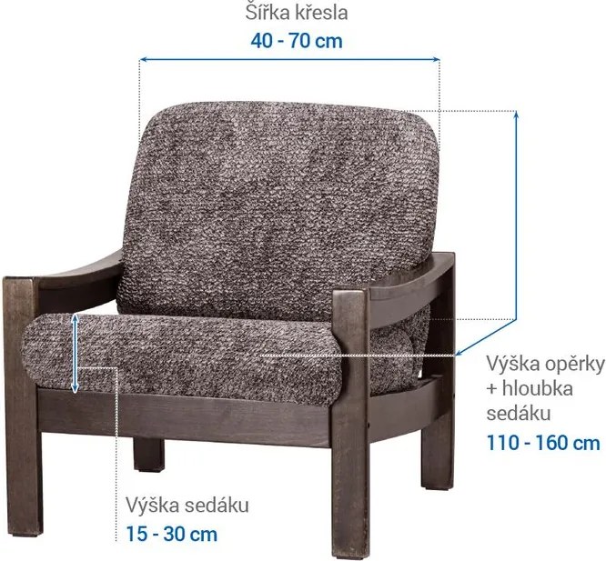Gaico Huse bielastice MARMO maro fotoliu cu manere de lemn (l. 40 - 70 cm)