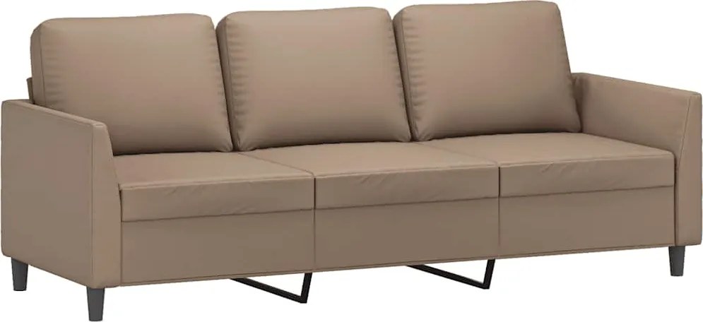 vidaXL Canapea cu 3 locuri, cappuccino, 180 cm, piele ecologică