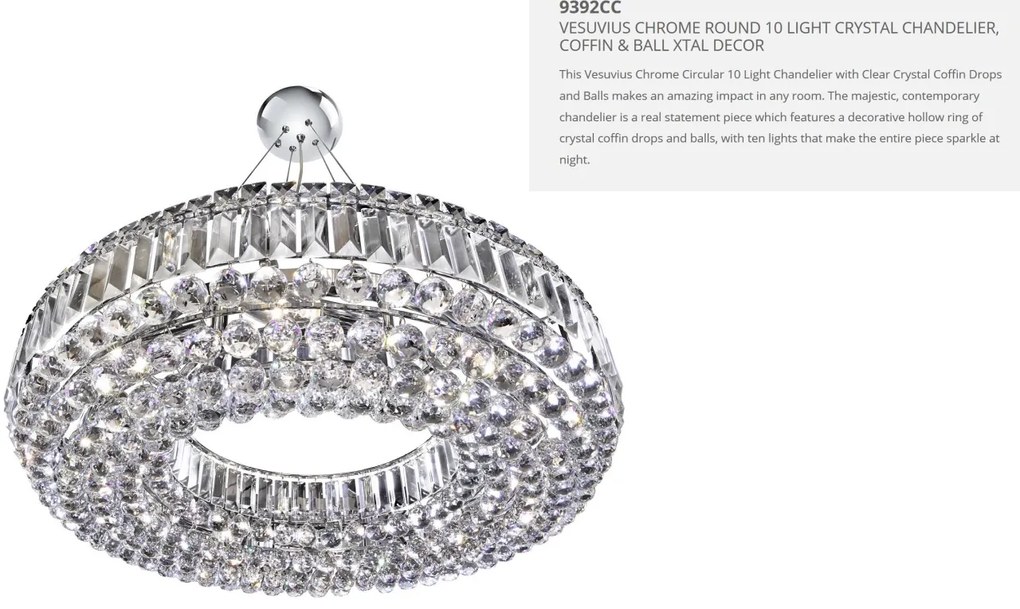 Lustra design LUX cristal K5 Vesuvius 10L 9392CC SRT