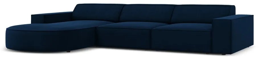 Colțar albastru cu tapițerie din catifea (cu șezlong pe partea stângă ) Jodie - Micadoni Home