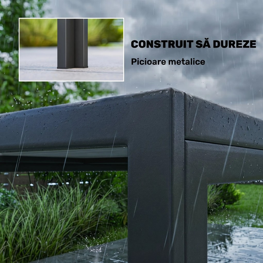 Outsunny Masă de grădină exterior pentru 6 persoane, balcon pentru terasă, pentru dining în aer liber | Aosom Romania