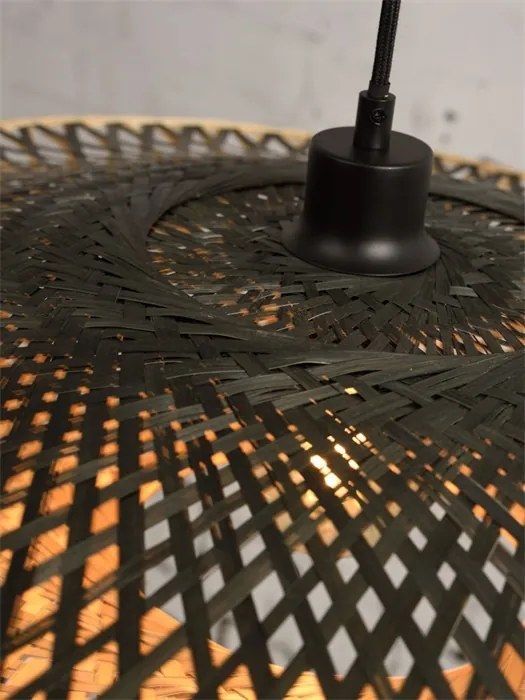 Lampadar din bambus KALIMANTAN orizontal S negru, 44cm