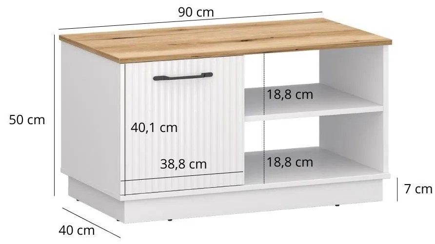 Măsuță de cafea Vejares (alb + stejar evoke). 1116995