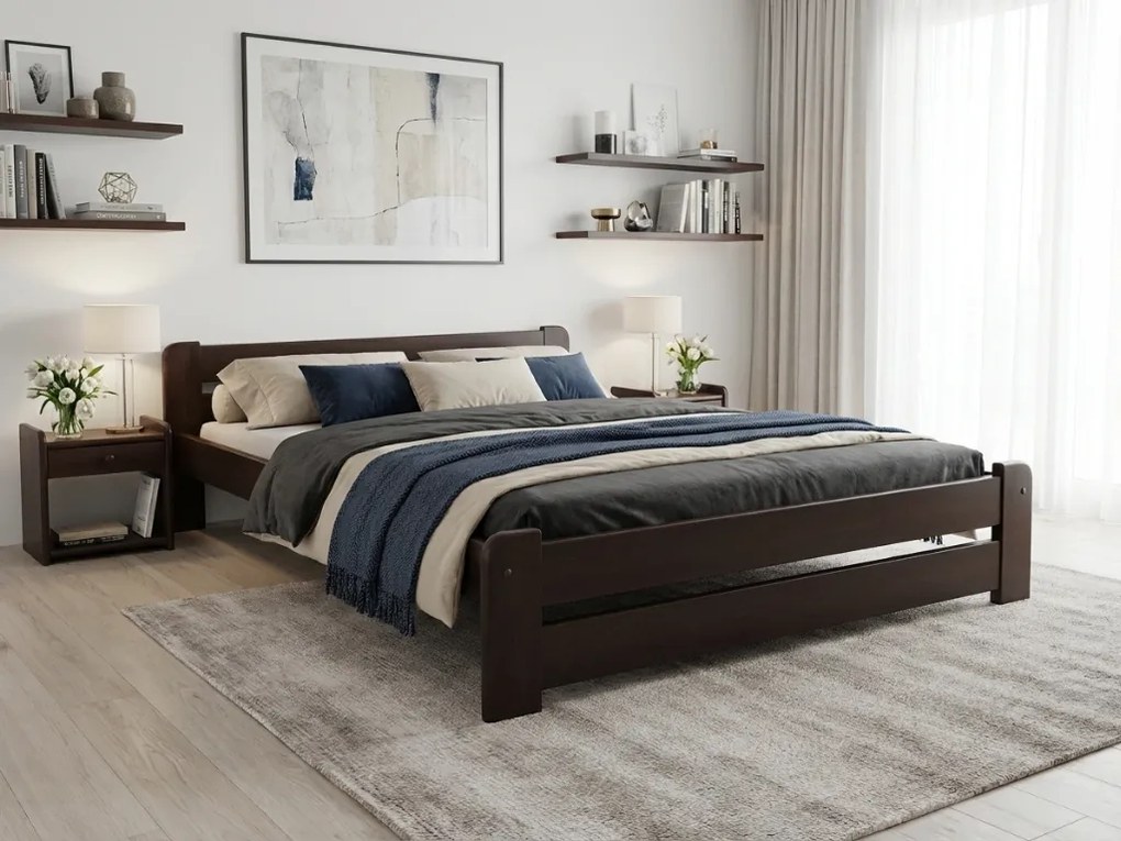 Pat Laura 180x200 cm, nuc Saltele: Cu saltele Sommera 18 cm, Somiera pat: Cu lamele drepte