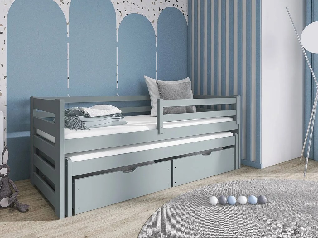 Pat pentru copii 80 cm Palkana (Gri) (cu somieră) (cu sp. depozitare). Promo -17%. 1103320