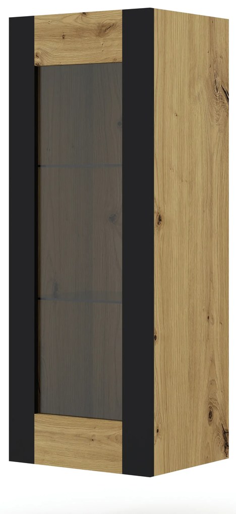 Vitrină de perete Montana (Stejar artisan + negru mat). 1085841
