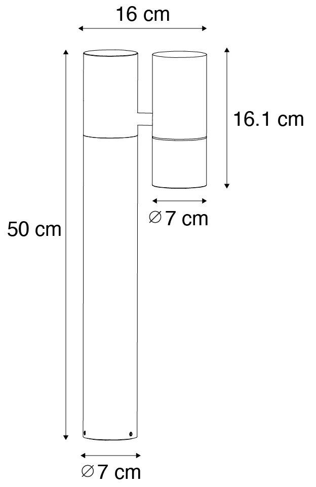 Lampă de exterior neagră cu țăruș de sol și presetupe 50cm IP44 - Solo Deluxe