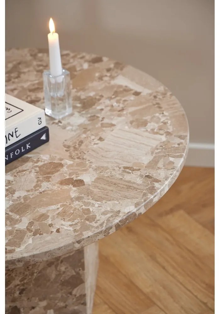 Măsuță de cafea maro deschis rotundă din marmură ø 80 cm Naxos – Actona