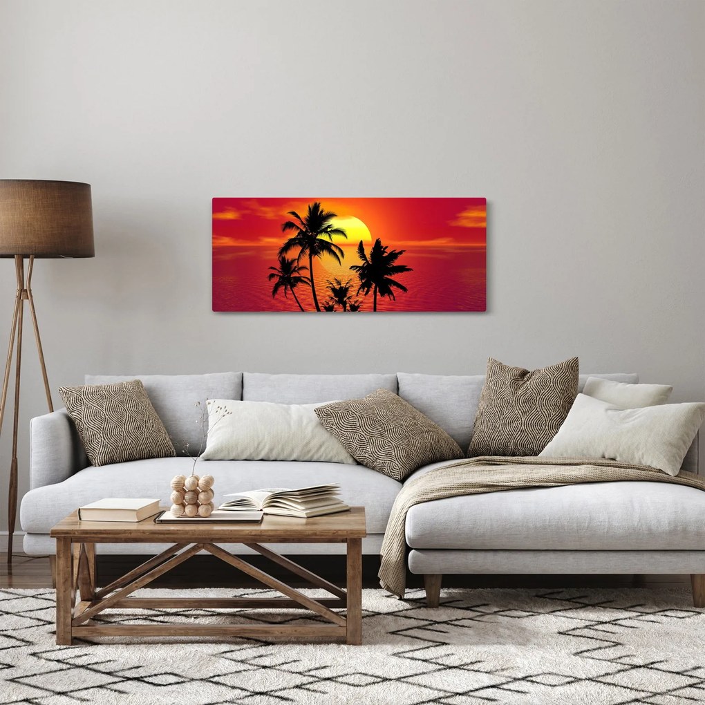 Tablou - Silueta insulei cu palmieri (120x50 cm)