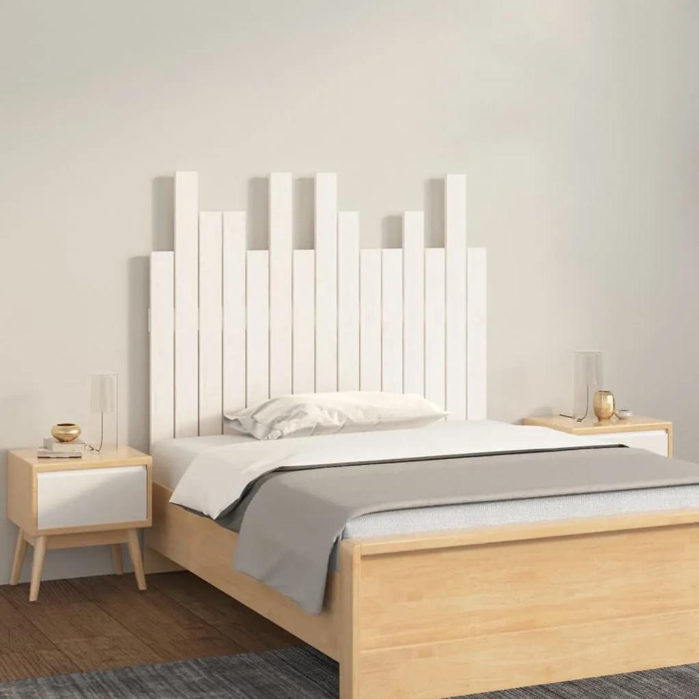 824784 vidaXL Tăblie de pat pentru perete, alb, 95,5x3x80 cm, lemn masiv pin
