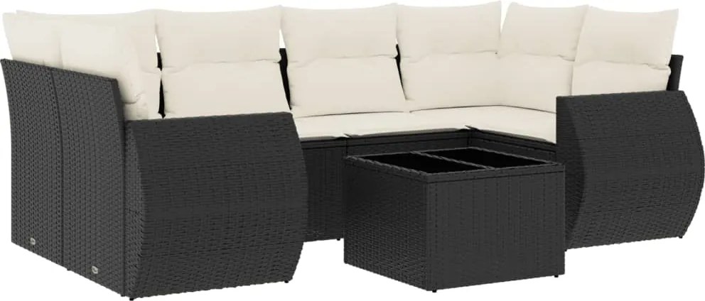 vidaXL Set canapele de grădină cu perne, 7 piese, negru, poliratan