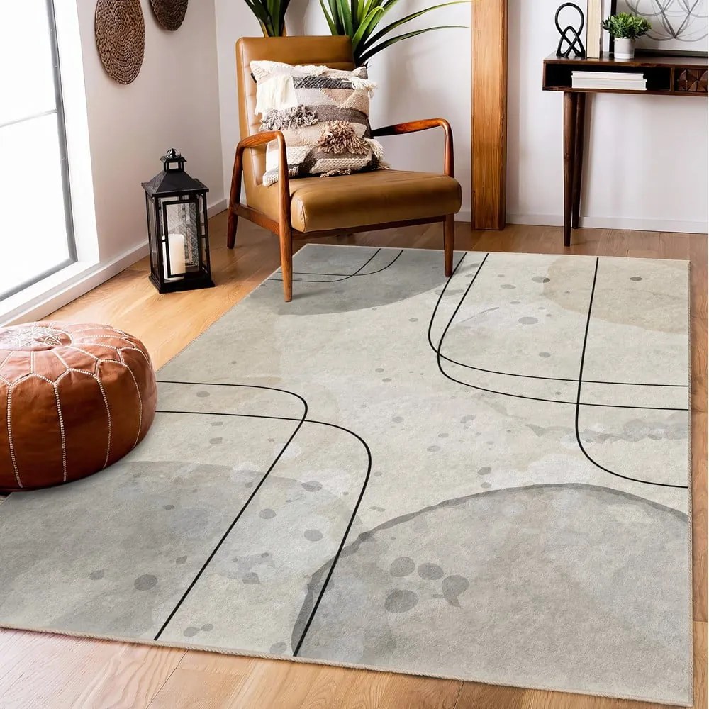 Covor gri/crem lavabil 80x150 cm Simple Lines – Mila Home