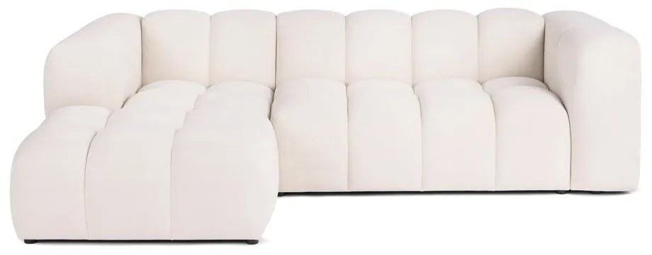 Colțar crem cu tapițerie din catifea (cu colț pe partea stângă, cu șezlong) Cube – Bonami Selection