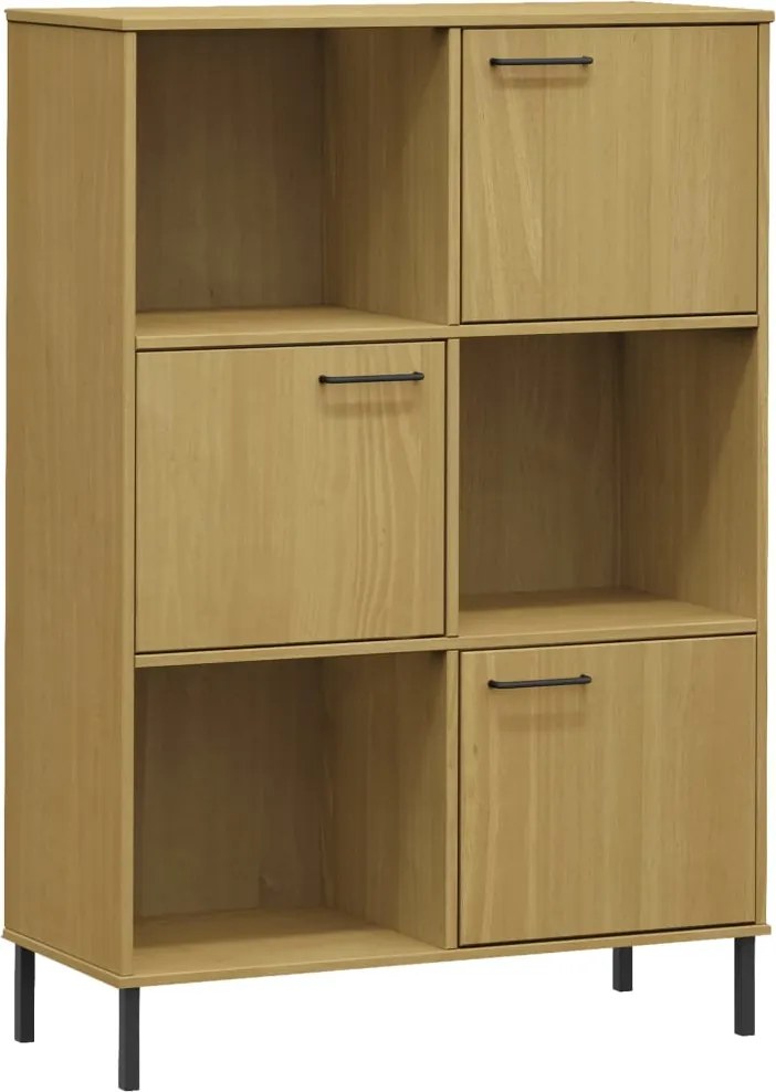 vidaXL Bibliotecă cu picioare metalice OSLO, maro, 90x35x128,5 cm lemn