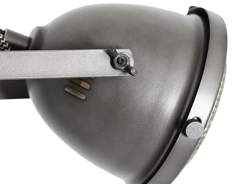 Lampa de podea industriala din otel cu lemn 2 lumini - Emado