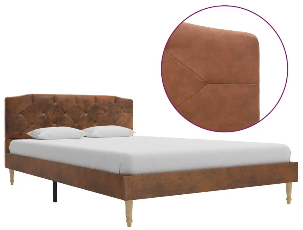 280563 vidaXL Cadru de pat, maro, 120 x 200 cm, piele întoarsă artificială