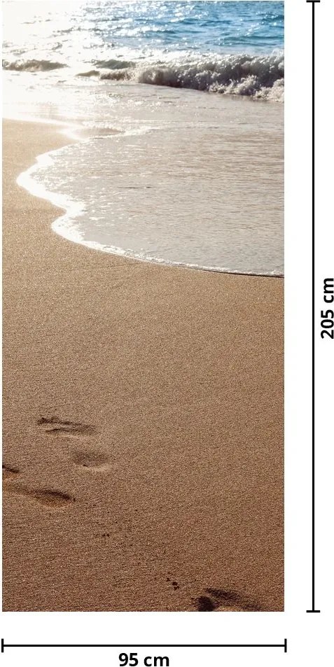 Fototapet pentru ușă - Urme în nisip si marea (95x205cm)