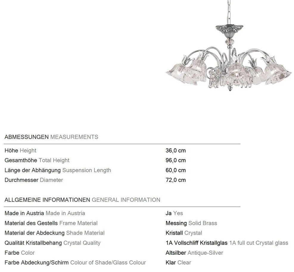 Candelabru cristal design lux LA BOHEME D-72cm 8L antique silver