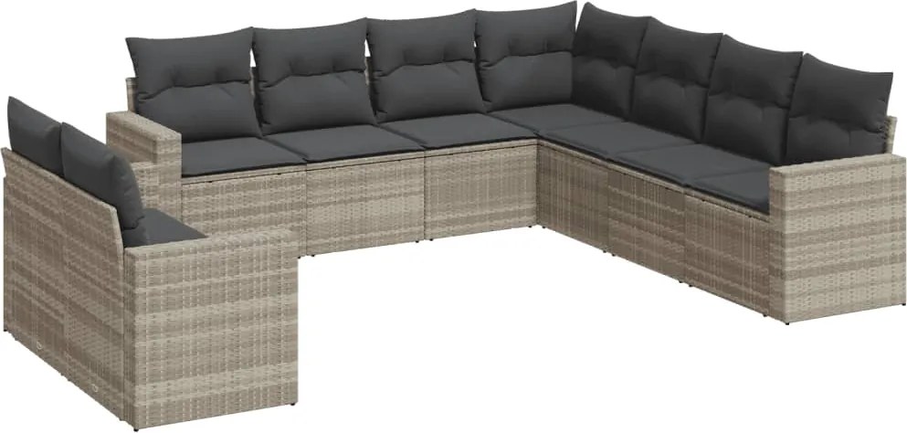 vidaXL Set canapele de grădină cu perne, 9 piese gri deschis poliratan