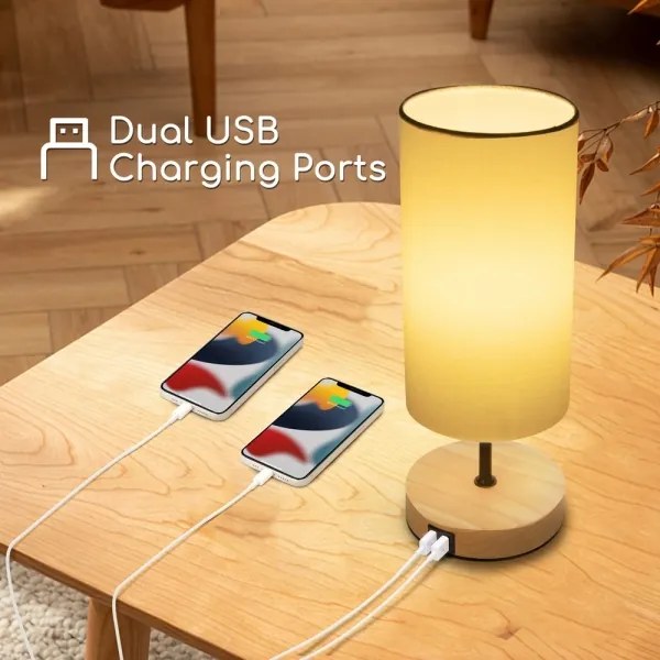 Lampă de masă cu port USB Aigostar 1xE27/40W/230V bej