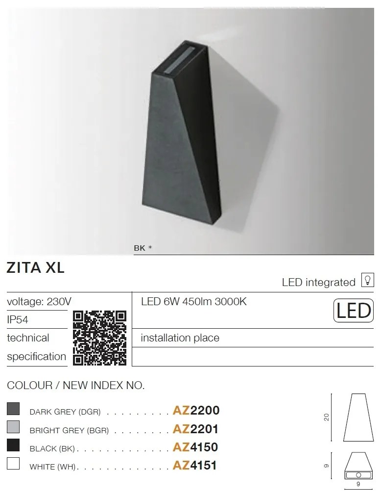 Aplica LED de perete exterior cu iluminat ambiental IP54 ZITA XL alba