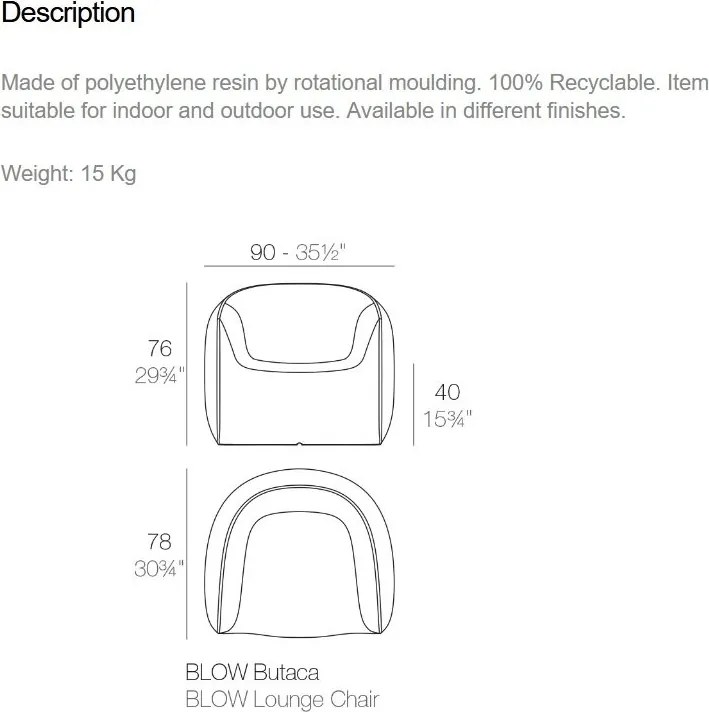 Fotoliu lounge design modern, exterior, interior, BLOW LOUNGE CHAIR 55014 Vondom