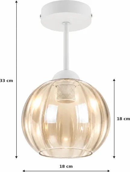 BRILAGI - Plafonieră LED aplicată R GLASS 1xE27/60W/230V Ø 18 cm alb/bej fumuriu