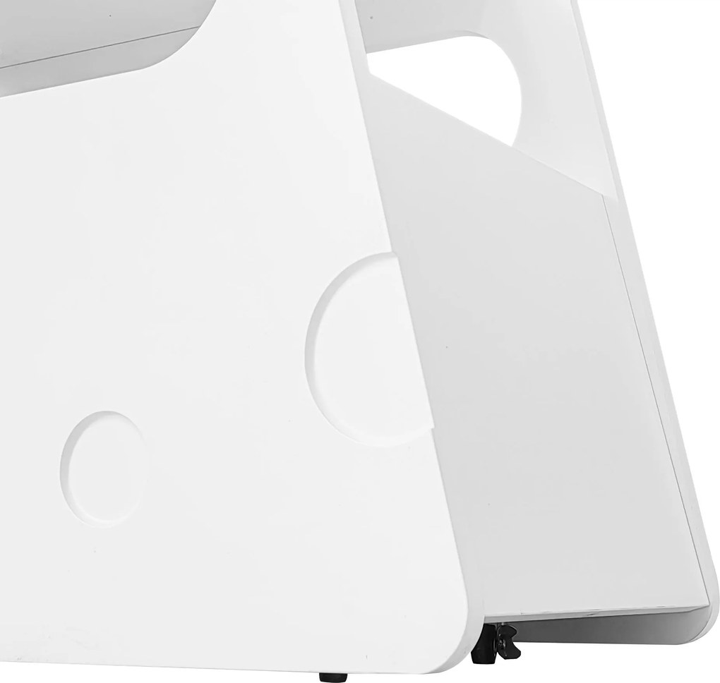 Măsuță laterală cu roți, colțuri rotunjite, mobilă, economisitoare de spațiu, pentru living și dormitor, 81x33x51,5 cm, Albă