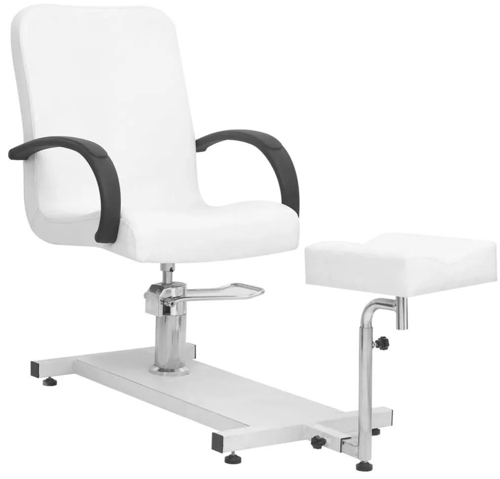 vidaXL Fotoliu de masaj cu taburet alb 127x60x98 cm piele ecologică
