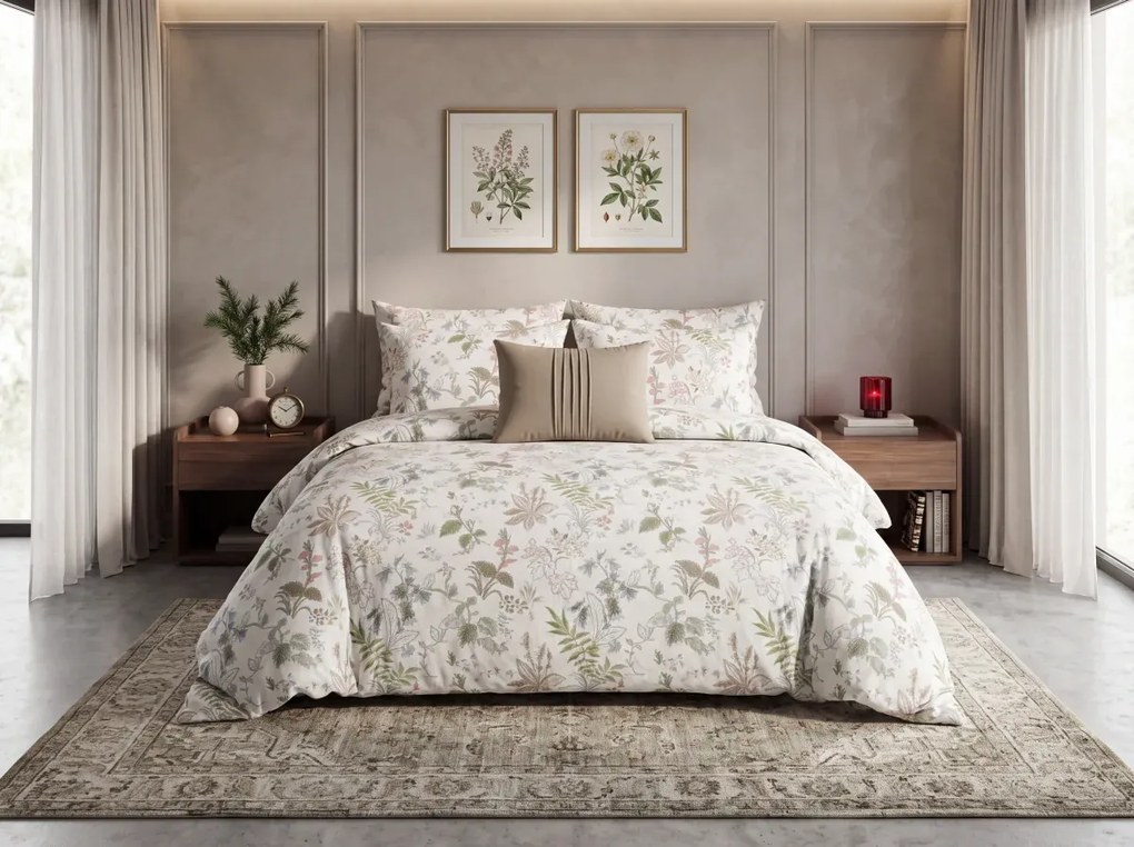 Lenjerie de pat din bumbac Renforce FLORWELLA albă Dimensiune lenjerie de pat: 2 buc 70 x 90 cm | 200 x 220 cm