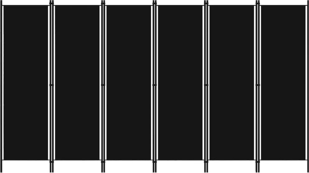 vidaXL Paravan de cameră cu 6 panouri, negru, 300 x 180 cm