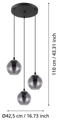 Lustră pe cablu ARISCANI 3xE27/40W/230V Eglo 98653