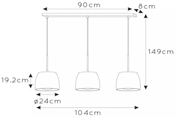 Lustră pe cablu NOLAN 3xE27/40W/230V neagră Lucide 30488/03/30