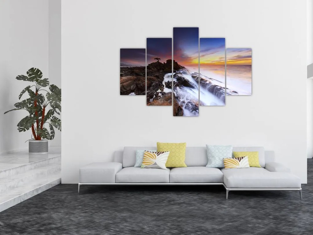 Tablou cu munți în ceață (150x105 cm)