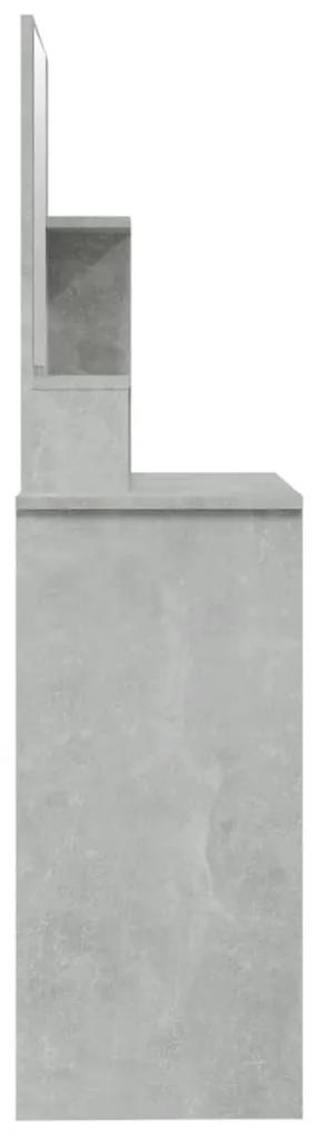 Masa de toaleta cu oglinda, gri beton, 86,5x35x136 cm Gri beton
