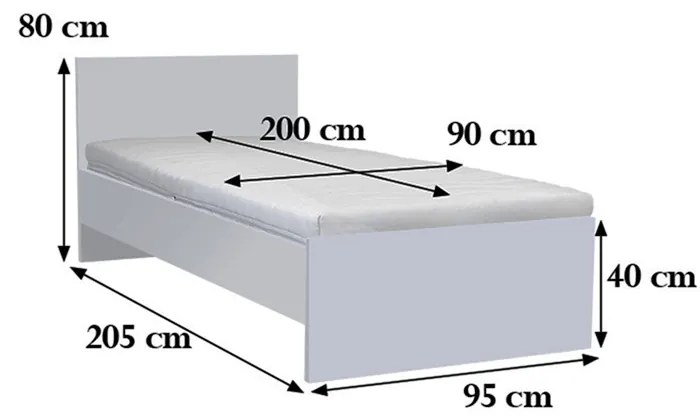 Pat single Miami 90x200 cm stejar York-stejar Sonoma