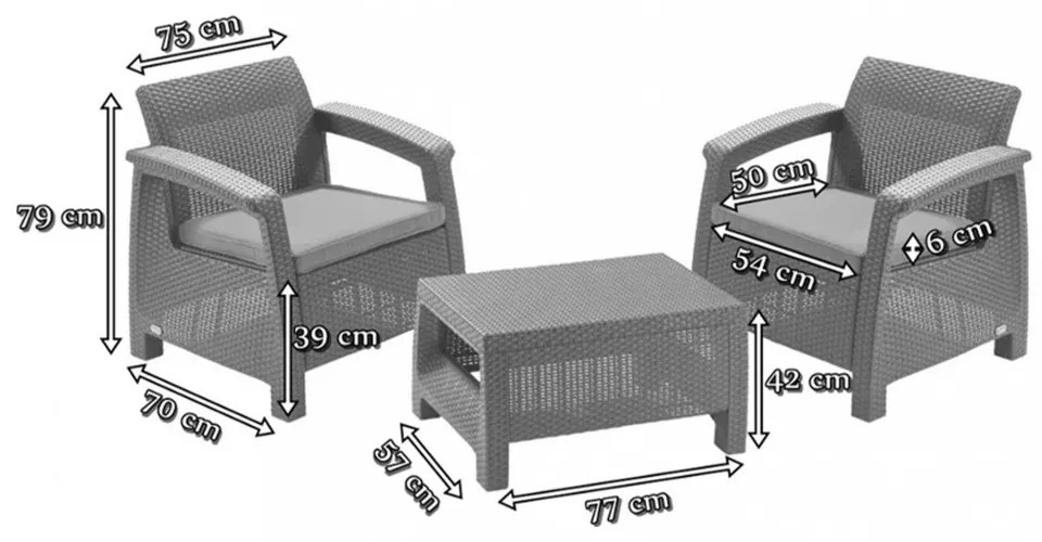 Set de mobilier de grădină Corfu II max, cappuccino