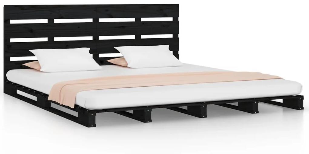 Cadru de pat, negru, 200x200 cm, lemn masiv de pin Negru, 200 x 200 cm