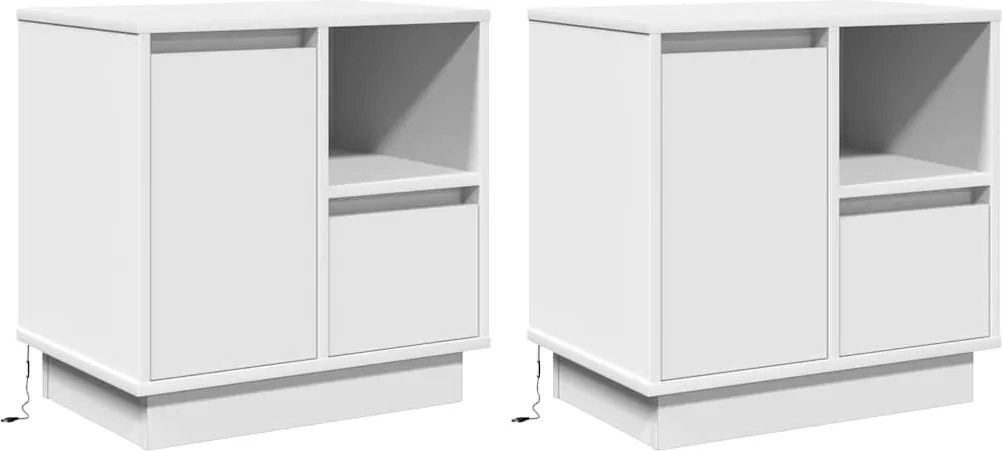 vidaXL Dulap de noapte 2 pcs Alb 50 x 34,5 x 50 cm Lemn compozit