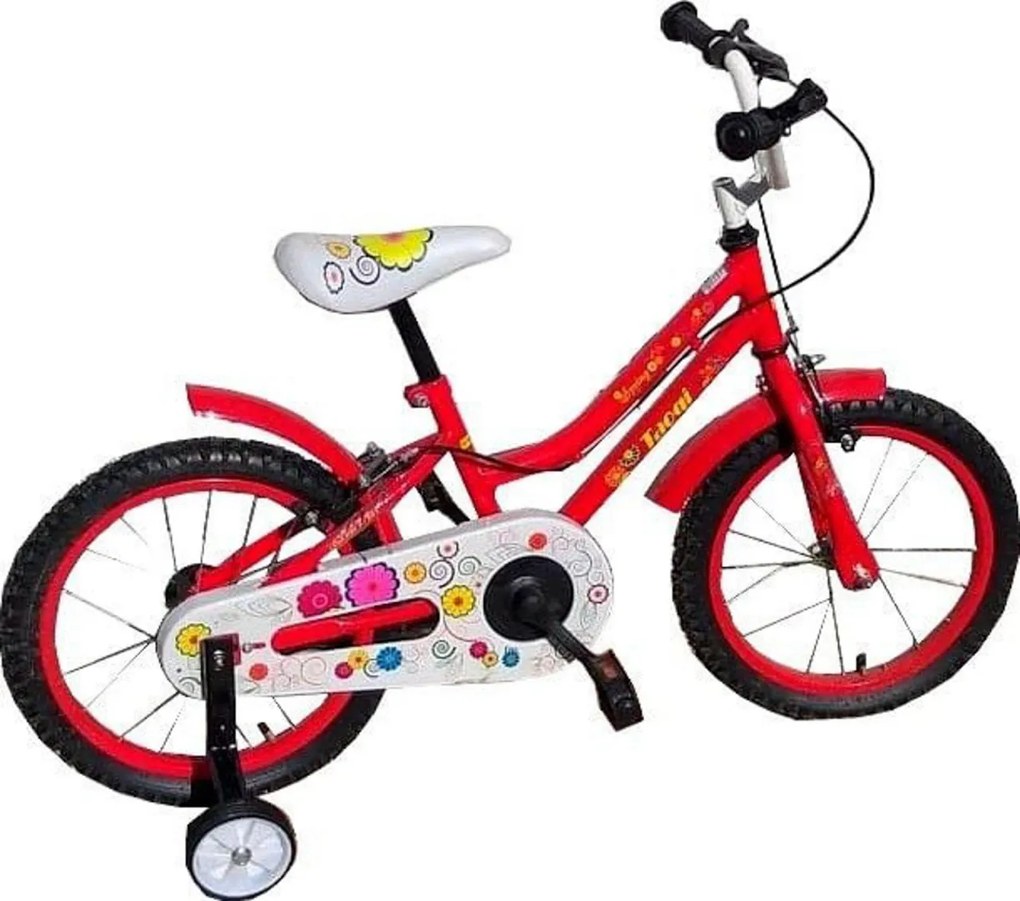Bicicleta pentru copii NOVOKIDS My first Bike, roti 16" inch, maxim 35 kg, cadru din otel, roti ajutatoare, ghidon reglabil pe inaltime, Rosu