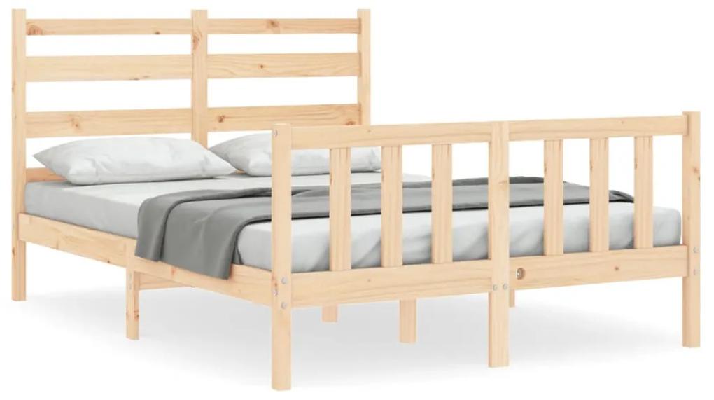 3192006 vidaXL Cadru de pat cu tăblie, dublu mic, lemn masiv
