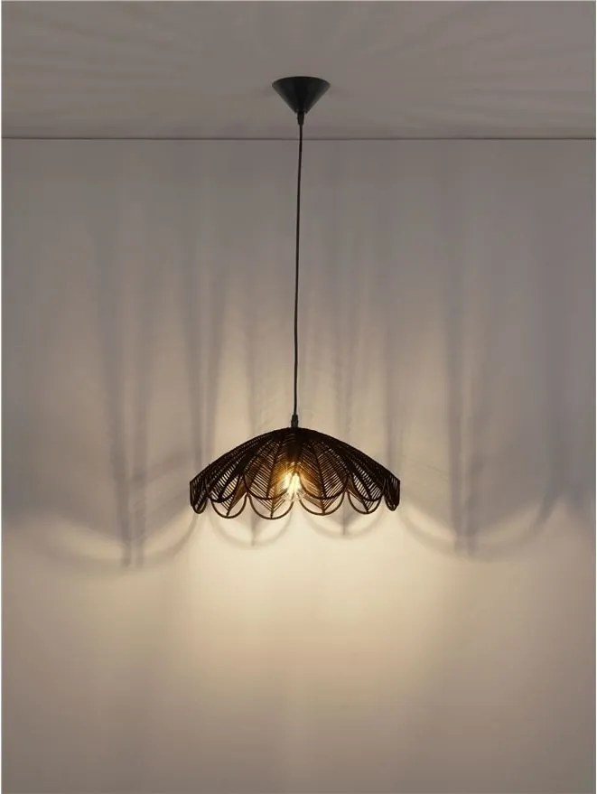 Lustra suspendata stil natural ratan negru FLARE