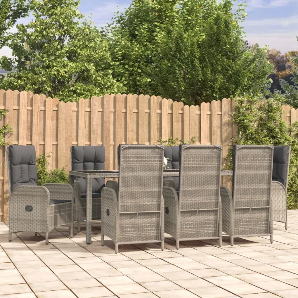 3185028 vidaXL Set mobilier grădină cu perne, 9 piese, gri, poliratan