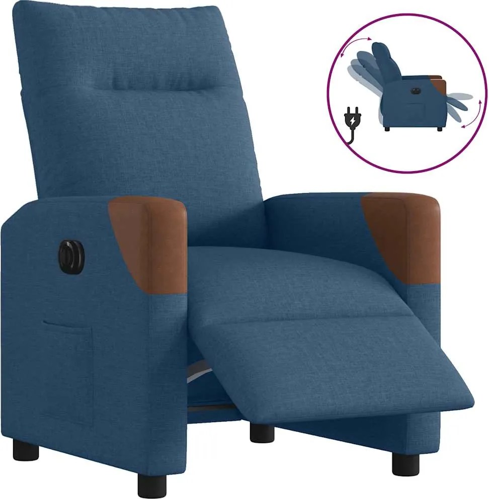 vidaXL Fotoliu rabatabil electric, albastru, material textil